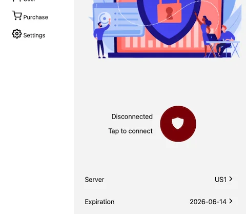 Step 3: Wahoo VPN connection screen with connect button
