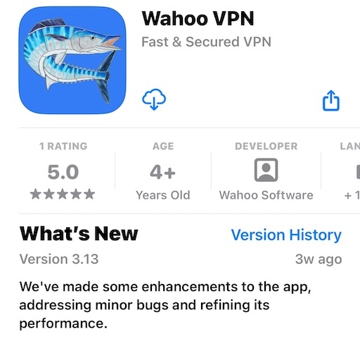 Search Wahoo VPN in App Store