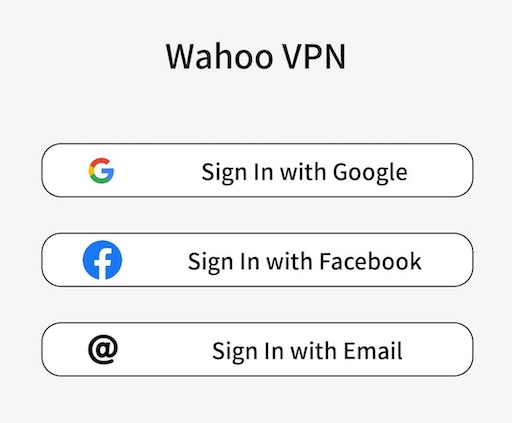 Paso 2: Pantalla de opciones de registro de Wahoo VPN